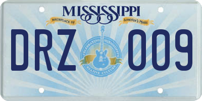 MS license plate DRZ009