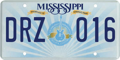 MS license plate DRZ016