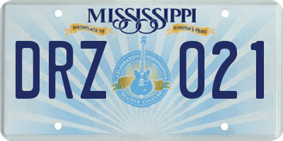 MS license plate DRZ021