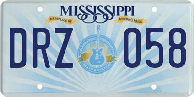 MS license plate DRZ058