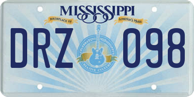 MS license plate DRZ098