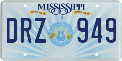 MS license plate DRZ949