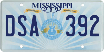 MS license plate DSA392