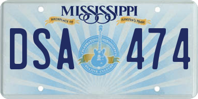MS license plate DSA474