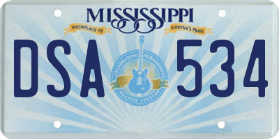 MS license plate DSA534