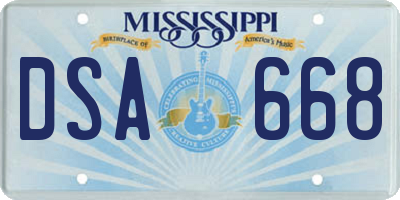 MS license plate DSA668