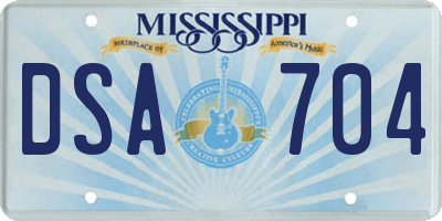 MS license plate DSA704
