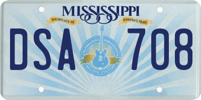 MS license plate DSA708