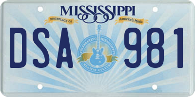 MS license plate DSA981