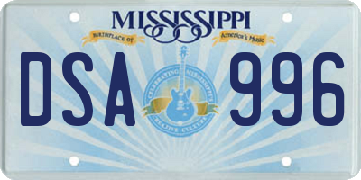 MS license plate DSA996