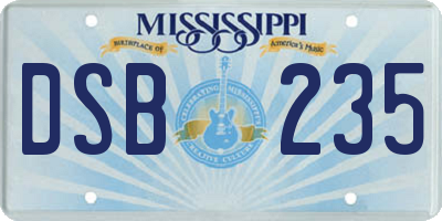 MS license plate DSB235