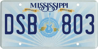 MS license plate DSB803