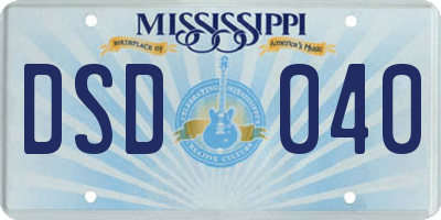 MS license plate DSD040