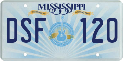MS license plate DSF120