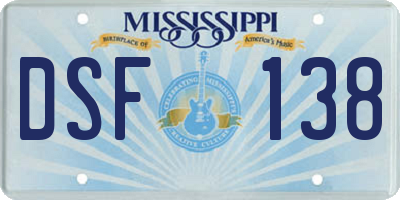 MS license plate DSF138