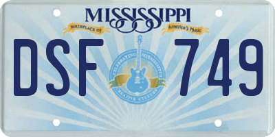 MS license plate DSF749