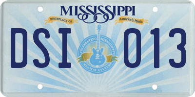 MS license plate DSI013