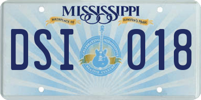 MS license plate DSI018