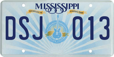 MS license plate DSJ013