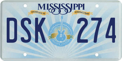 MS license plate DSK274
