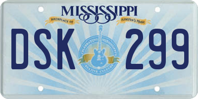 MS license plate DSK299
