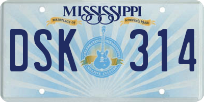 MS license plate DSK314
