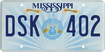 MS license plate DSK402