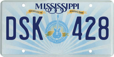 MS license plate DSK428