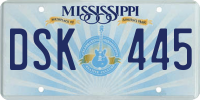MS license plate DSK445