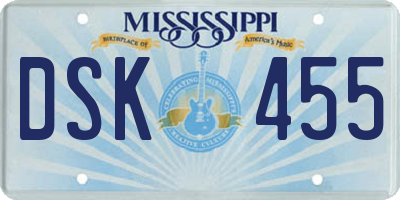 MS license plate DSK455