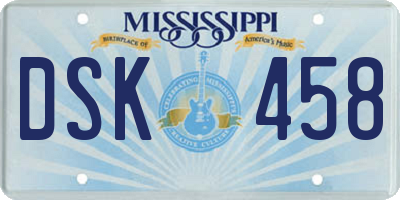 MS license plate DSK458