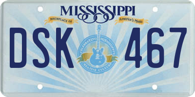 MS license plate DSK467
