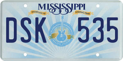 MS license plate DSK535