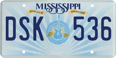MS license plate DSK536