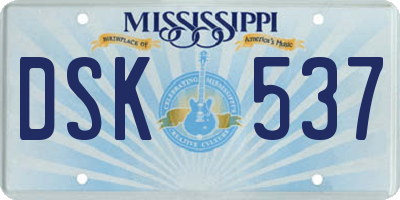 MS license plate DSK537