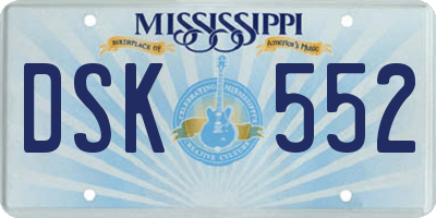 MS license plate DSK552