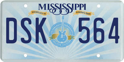 MS license plate DSK564