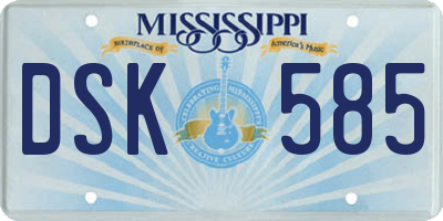MS license plate DSK585
