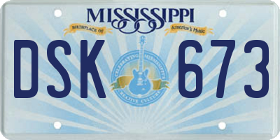 MS license plate DSK673