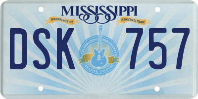 MS license plate DSK757