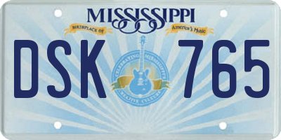 MS license plate DSK765