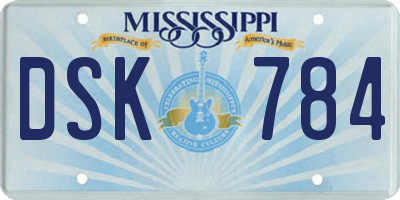 MS license plate DSK784