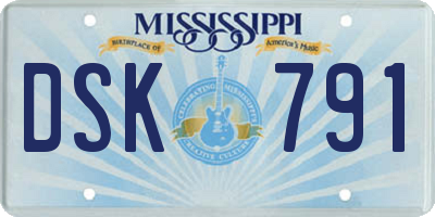 MS license plate DSK791