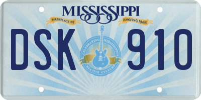 MS license plate DSK910