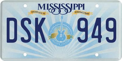 MS license plate DSK949