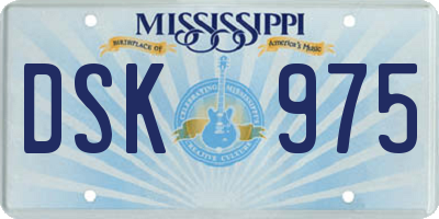 MS license plate DSK975