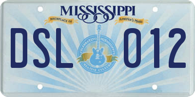 MS license plate DSL012
