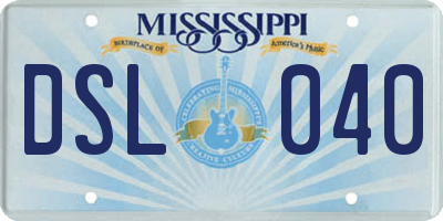 MS license plate DSL040