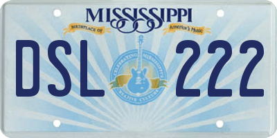MS license plate DSL222