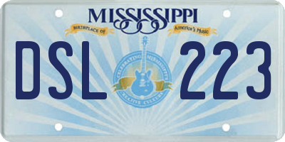MS license plate DSL223